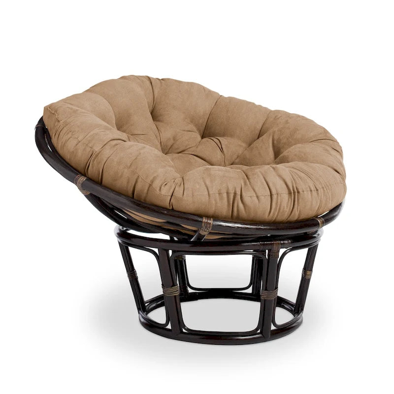 Poltrona Papasan in rattan da 42 pollici con cuscino in microsuede