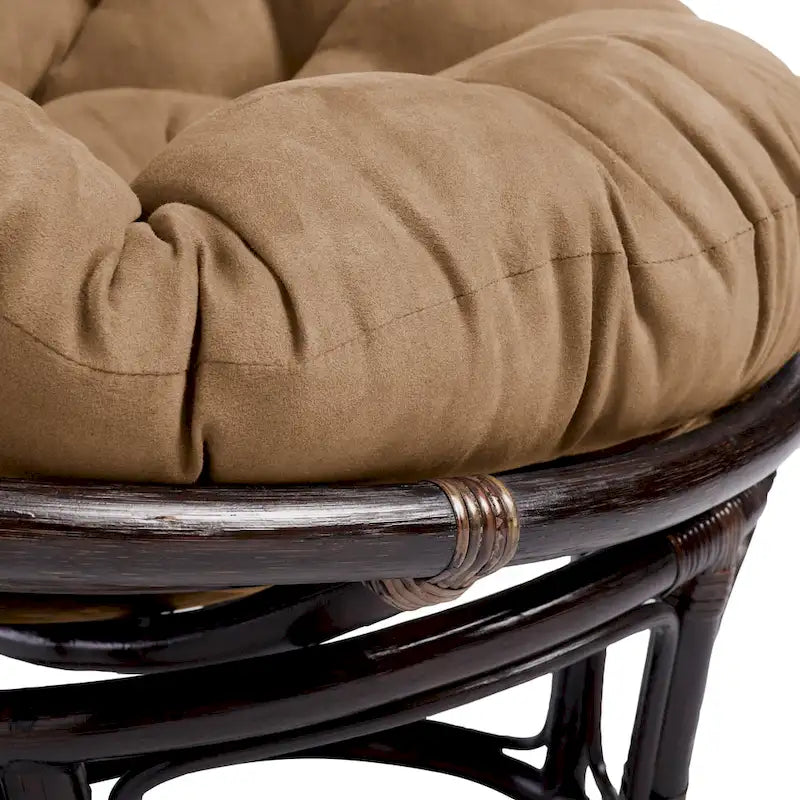 Poltrona Papasan in rattan da 42 pollici con cuscino in microsuede
