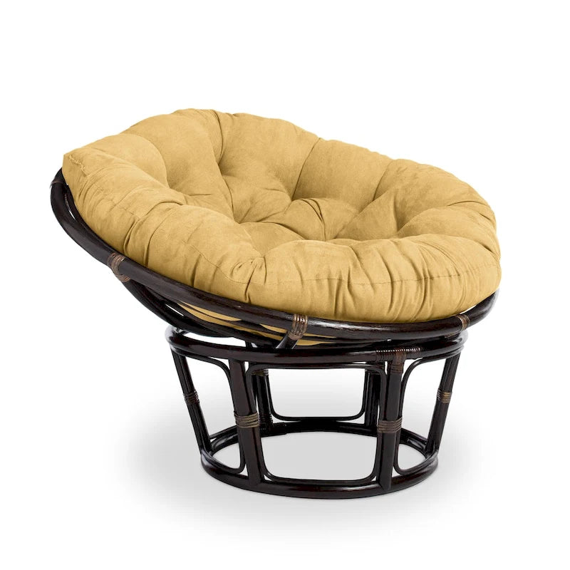 Poltrona Papasan in rattan da 42 pollici con cuscino in microsuede
