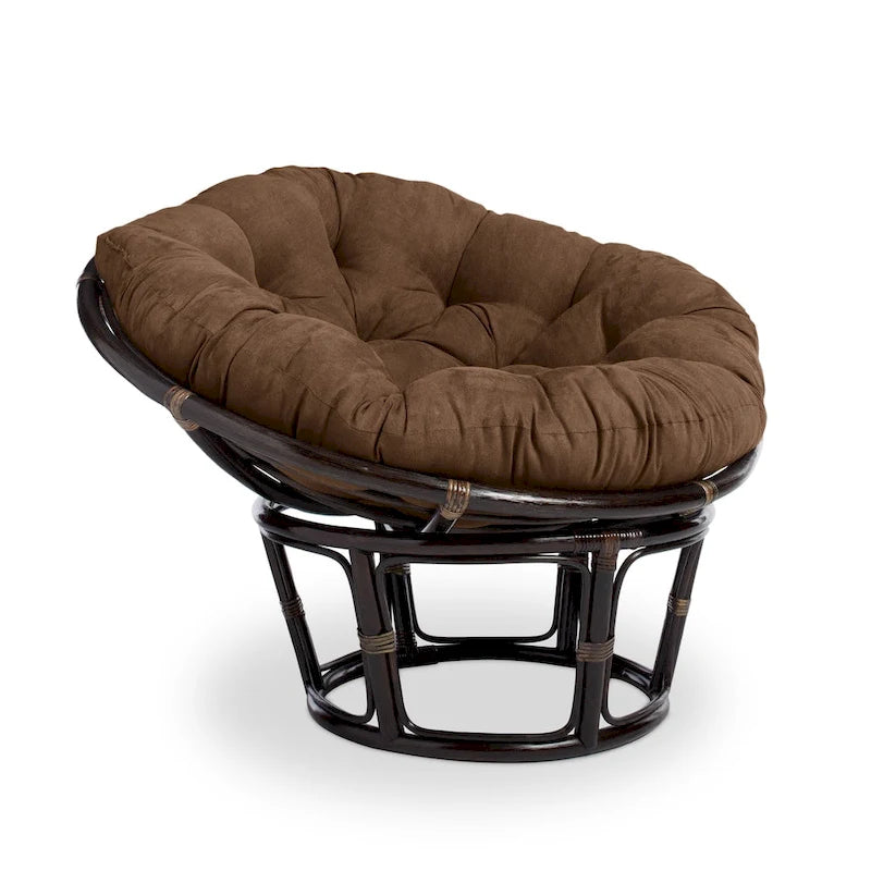 Poltrona Papasan in rattan da 42 pollici con cuscino in microsuede