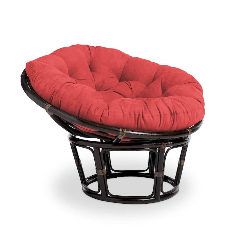 Poltrona Papasan in rattan da 42 pollici con cuscino in microsuede