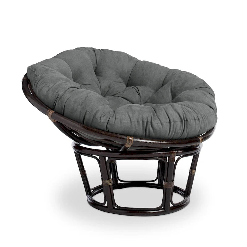 Poltrona Papasan in rattan da 42 pollici con cuscino in microsuede