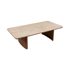 Eleganter Couchtisch aus Akazienholz und Travertin für modernes Wohnen