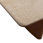 Eleganter Couchtisch aus Akazienholz und Travertin für modernes Wohnen