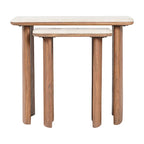Eleganter Couchtisch aus Akazienholz und Travertin für modernes Wohnen