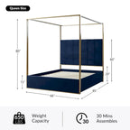 Σύγχρονο επενδεδυμένο κρεβάτι Queen Size με ουρανό