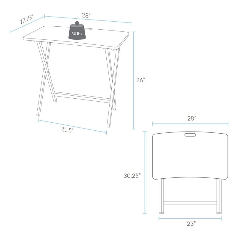 Folding TV Tray Table with Solid Hardwood