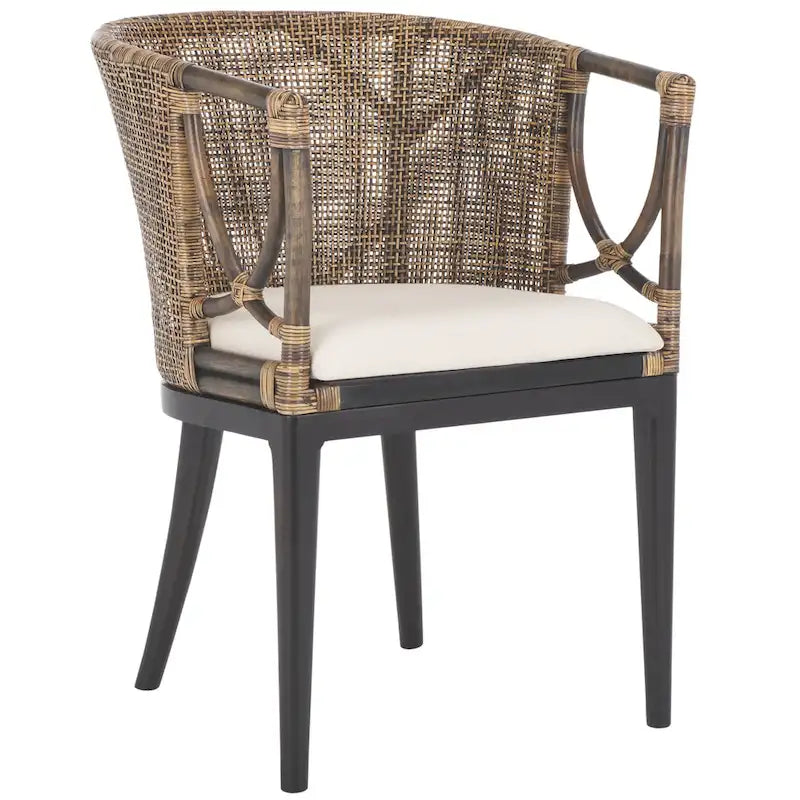 Braun-schwarzer Esszimmerstuhl mit Armlehnen - 22.3 x 23.3 x 31.5 - 22W x 23D x 32H