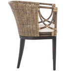 Braun-schwarzer Esszimmerstuhl mit Armlehnen - 22.3 x 23.3 x 31.5 - 22W x 23D x 32H