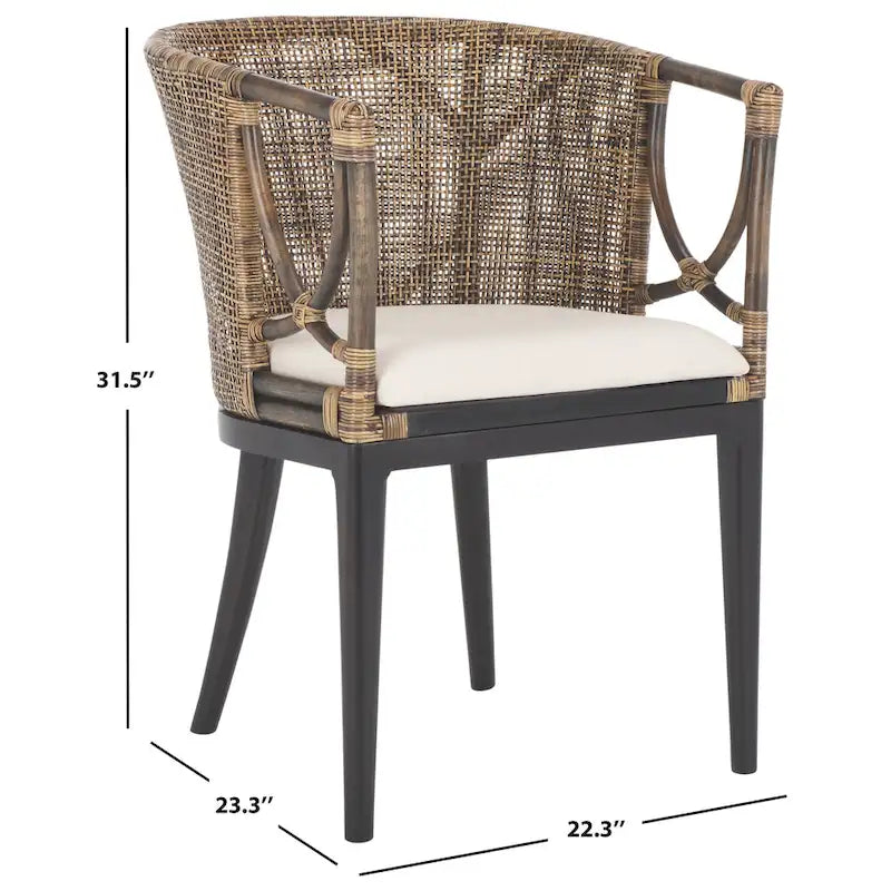 Braun-schwarzer Esszimmerstuhl mit Armlehnen - 22.3 x 23.3 x 31.5 - 22W x 23D x 32H