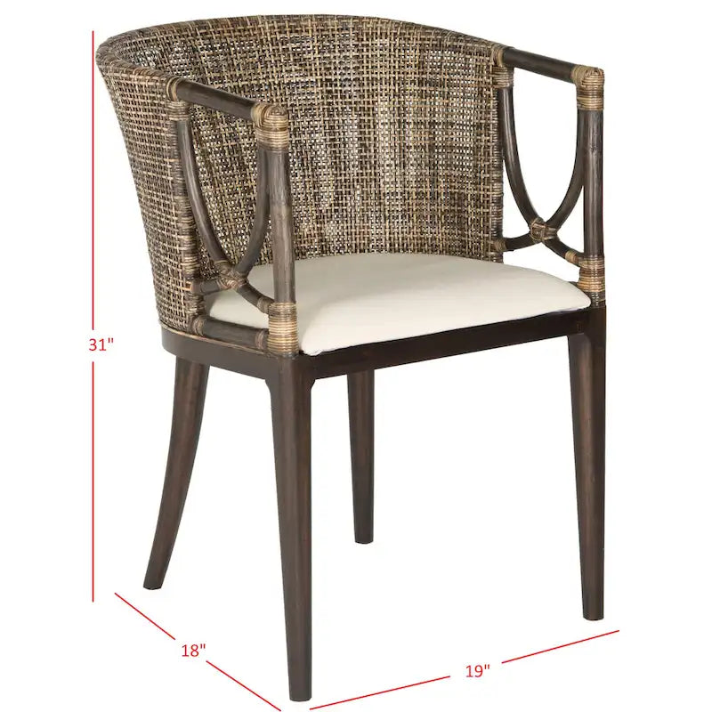Braun-schwarzer Esszimmerstuhl mit Armlehnen - 22.3 x 23.3 x 31.5 - 22W x 23D x 32H