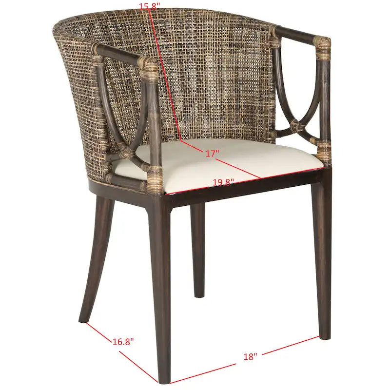 Braun-schwarzer Esszimmerstuhl mit Armlehnen - 22.3 x 23.3 x 31.5 - 22W x 23D x 32H