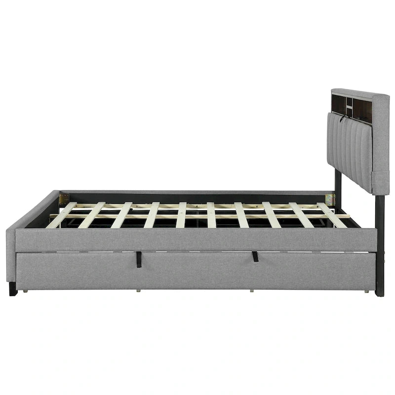 Letto a piattaforma imbottito Queen con letto estraibile Twin XL