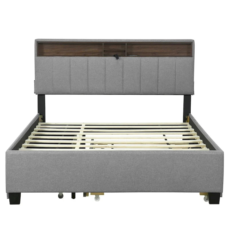 Letto a piattaforma imbottito Queen con letto estraibile Twin XL
