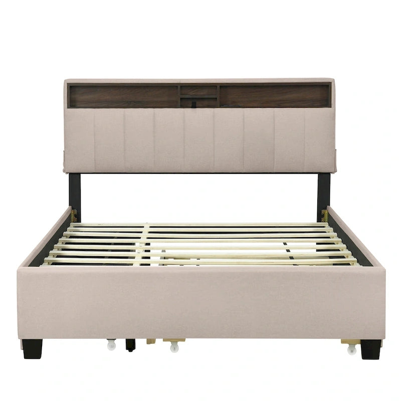 Letto a piattaforma imbottito Queen con letto estraibile Twin XL