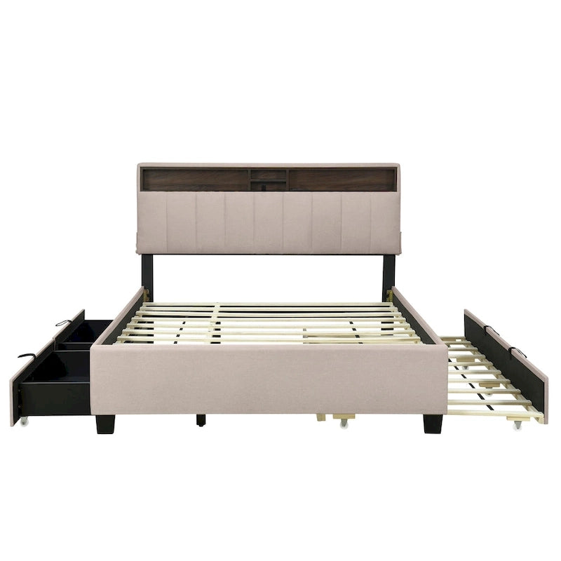 Letto a piattaforma imbottito Queen con letto estraibile Twin XL