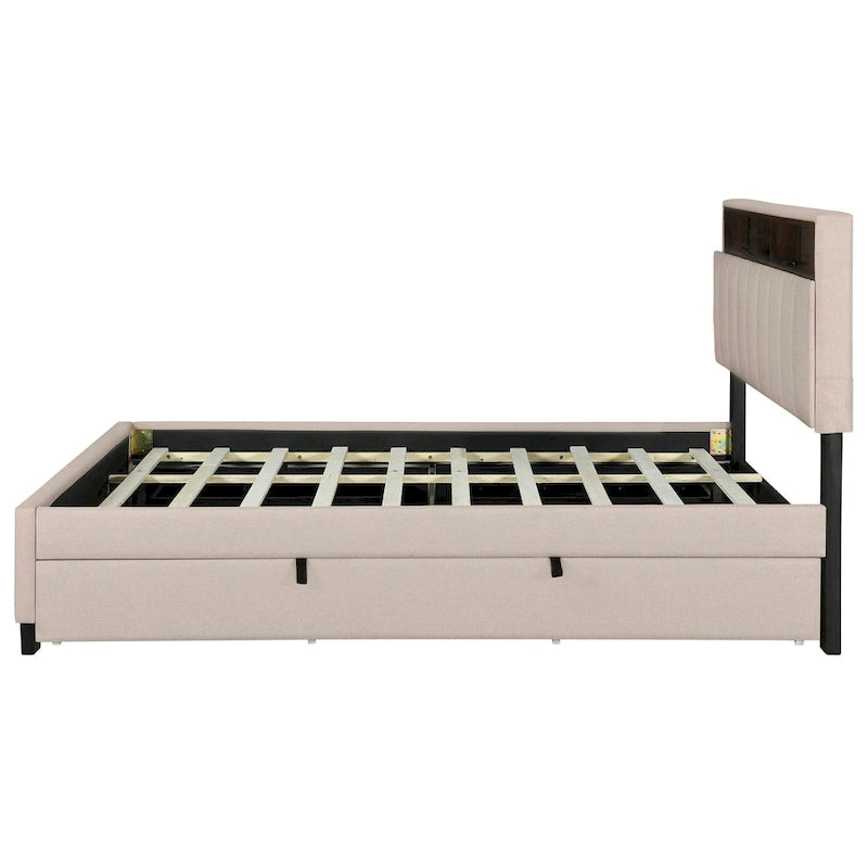 Letto a piattaforma imbottito Queen con letto estraibile Twin XL