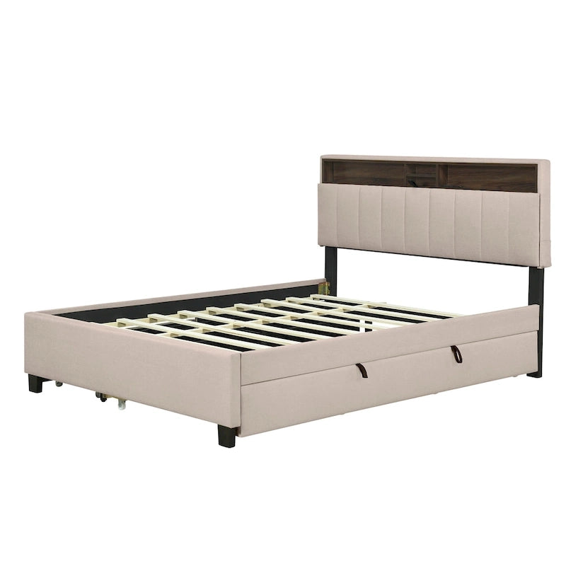 Letto a piattaforma imbottito Queen con letto estraibile Twin XL