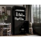 Dispensa da cucina in legno massello al 100% con 2 ante in vetro trasparente o legno massello e organizer a 2 cassetti by