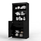Dispensa da cucina in legno massello al 100% con 2 ante in vetro trasparente o legno massello e organizer a 2 cassetti by