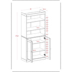 Dispensa da cucina in legno massello al 100% con 2 ante in vetro trasparente o legno massello e organizer a 2 cassetti by