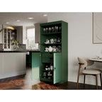 Dispensa da cucina in legno massello al 100% con 2 ante in vetro trasparente o legno massello e organizer a 2 cassetti by