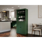 Dispensa da cucina in legno massello al 100% con 2 ante in vetro trasparente o legno massello e organizer a 2 cassetti by