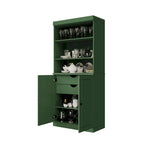 Dispensa da cucina in legno massello al 100% con 2 ante in vetro trasparente o legno massello e organizer a 2 cassetti by