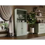 Dispensa da cucina in legno massello al 100% con 2 ante in vetro trasparente o legno massello e organizer a 2 cassetti by