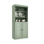 Dispensa da cucina in legno massello al 100% con 2 ante in vetro trasparente o legno massello e organizer a 2 cassetti by