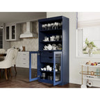 Dispensa da cucina in legno massello al 100% con 2 ante in vetro trasparente o legno massello e organizer a 2 cassetti by