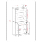 Dispensa da cucina in legno massello al 100% con 2 ante in vetro trasparente o legno massello e organizer a 2 cassetti by