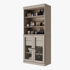 Dispensa da cucina in legno massello al 100% con 2 ante in vetro trasparente o legno massello e organizer a 2 cassetti by
