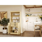 Dispensa da cucina in legno massello al 100% con 2 ante in vetro trasparente o legno massello e organizer a 2 cassetti by