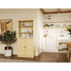 Dispensa da cucina in legno massello al 100% con 2 ante in vetro trasparente o legno massello e organizer a 2 cassetti by