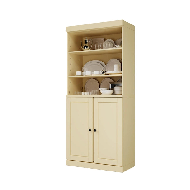 Dispensa da cucina in legno massello al 100% con 2 ante in vetro trasparente o legno massello e organizer a 2 cassetti by
