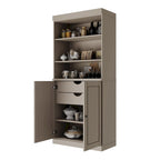 Dispensa da cucina in legno massello al 100% con 2 ante in vetro trasparente o legno massello e organizer a 2 cassetti by