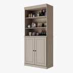 Dispensa da cucina in legno massello al 100% con 2 ante in vetro trasparente o legno massello e organizer a 2 cassetti by