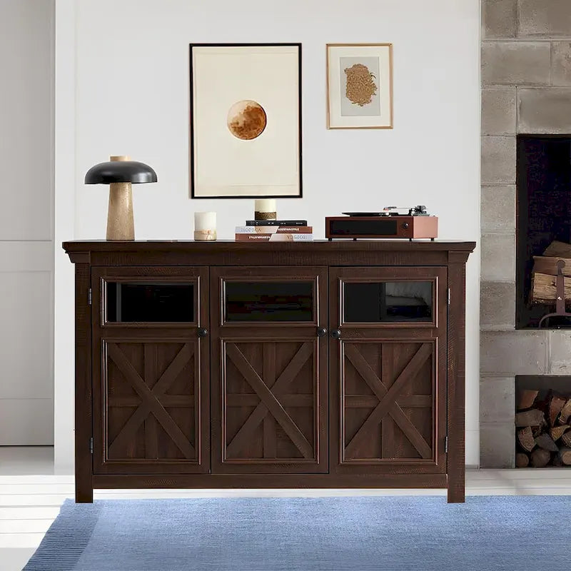 Credenza grande a 3 ante, mobile bar e portabottiglie, credenza da buffet, tavolo da buffet, angolo caffè, angolo bar