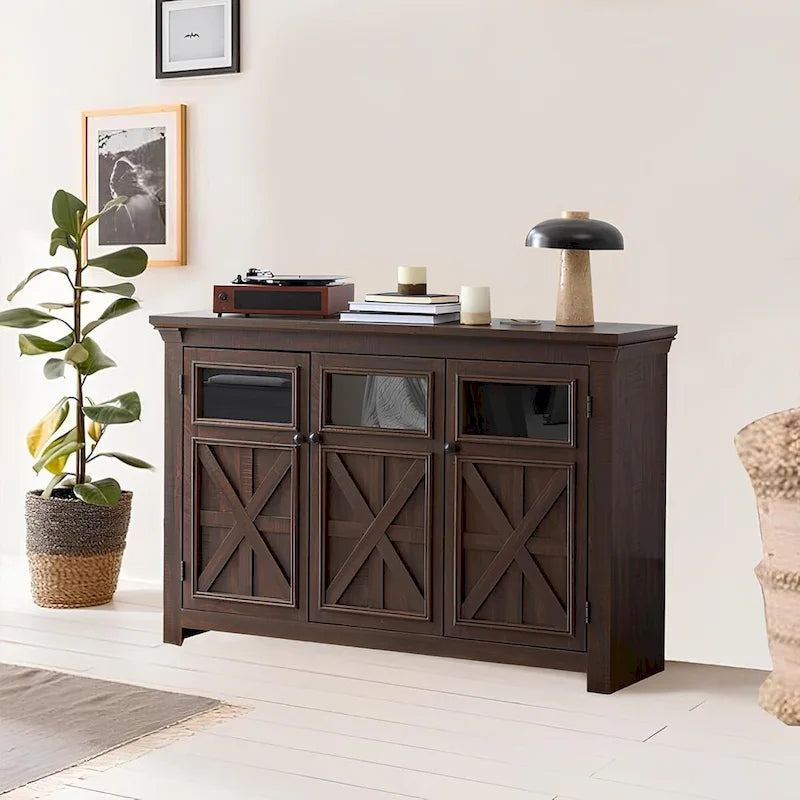 Credenza grande a 3 ante, mobile bar e portabottiglie, credenza da buffet, tavolo da buffet, angolo caffè, angolo bar