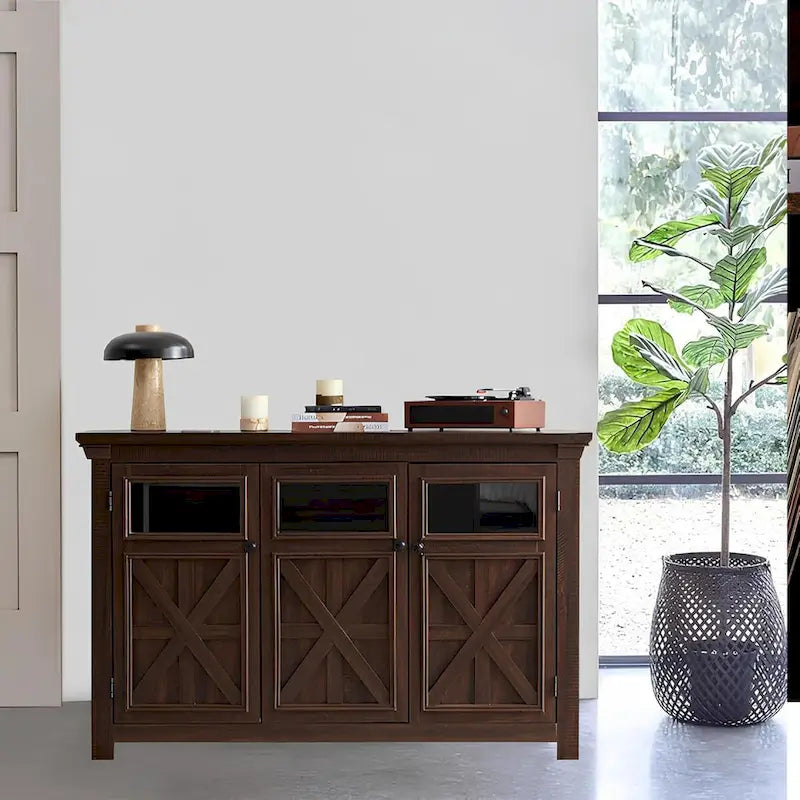 Credenza grande a 3 ante, mobile bar e portabottiglie, credenza da buffet, tavolo da buffet, angolo caffè, angolo bar