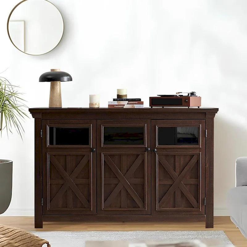 Credenza grande a 3 ante, mobile bar e portabottiglie, credenza da buffet, tavolo da buffet, angolo caffè, angolo bar