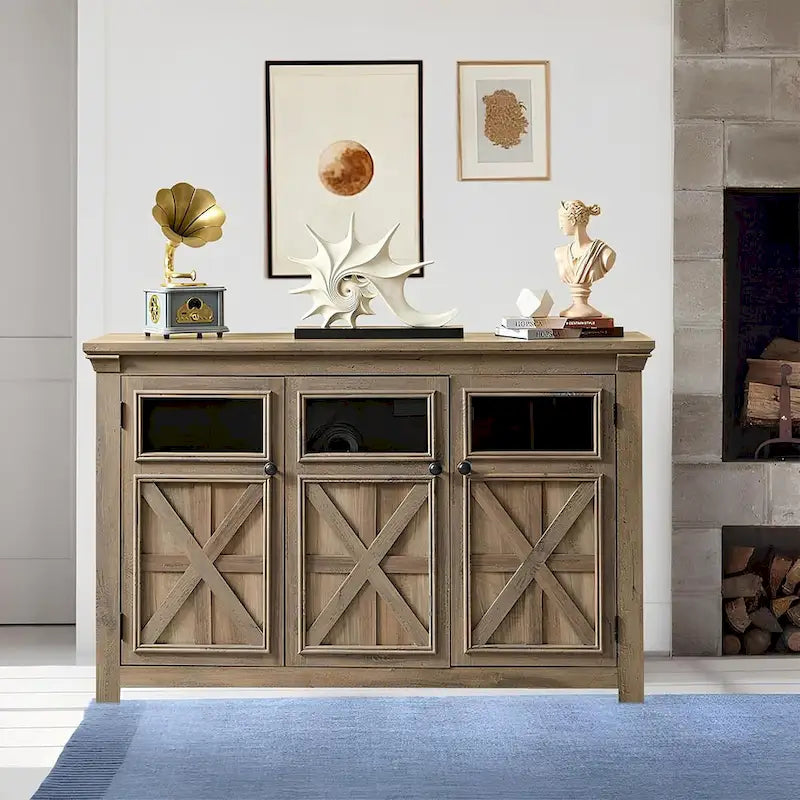 Credenza grande a 3 ante, mobile bar e portabottiglie, credenza da buffet, tavolo da buffet, angolo caffè, angolo bar