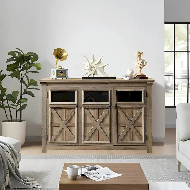 Credenza grande a 3 ante, mobile bar e portabottiglie, credenza da buffet, tavolo da buffet, angolo caffè, angolo bar