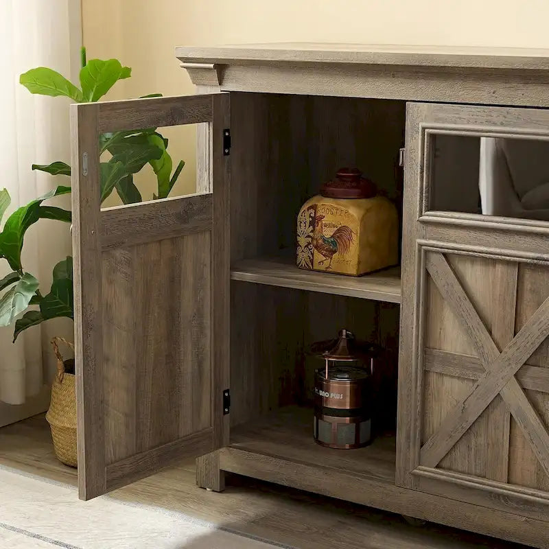 Credenza grande a 3 ante, mobile bar e portabottiglie, credenza da buffet, tavolo da buffet, angolo caffè, angolo bar