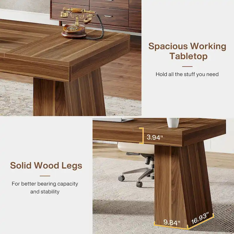 Brauner Schreibtisch aus Holz im Mid-Century-Stil für das Homeoffice
