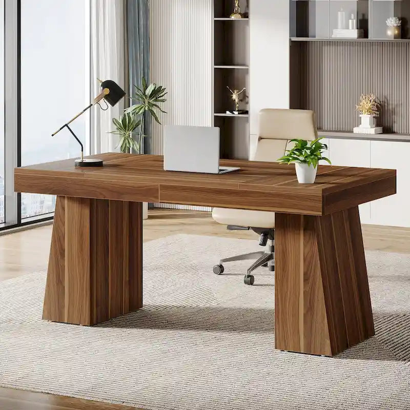 Brauner Schreibtisch aus Holz im Mid-Century-Stil für das Homeoffice