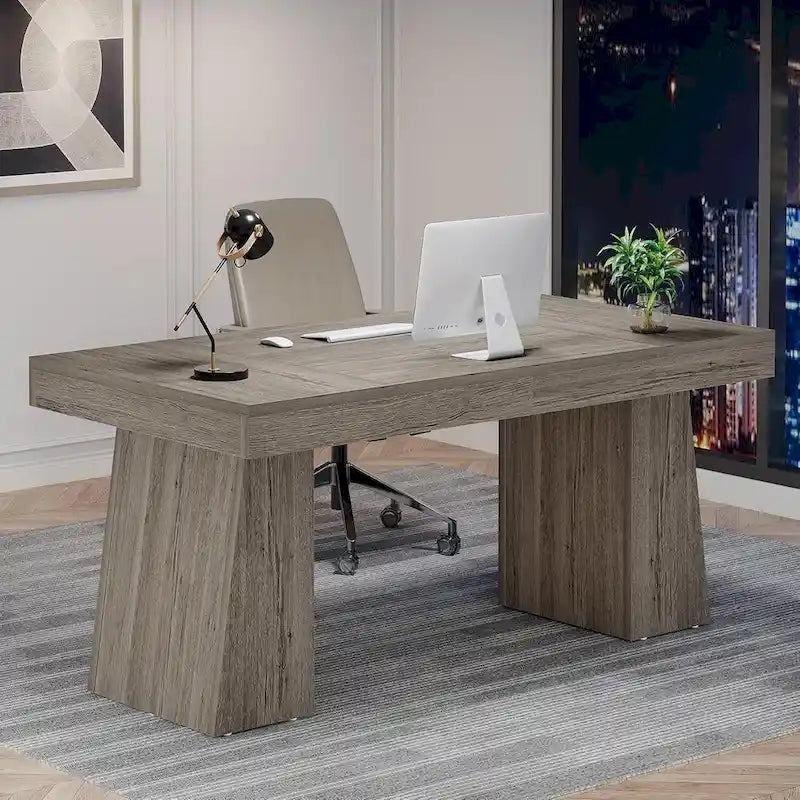 Brauner Schreibtisch aus Holz im Mid-Century-Stil für das Homeoffice